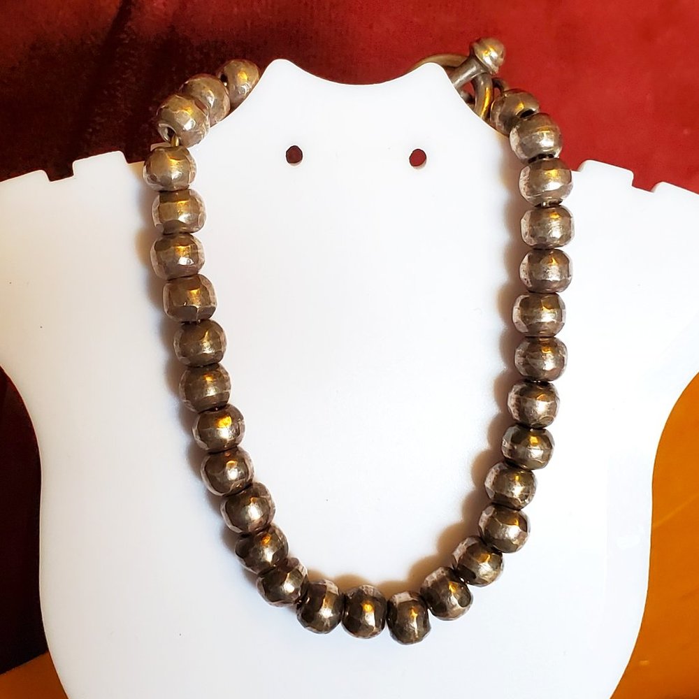 8" Silver Tone Metal Ball Bead Strand Bracelet
